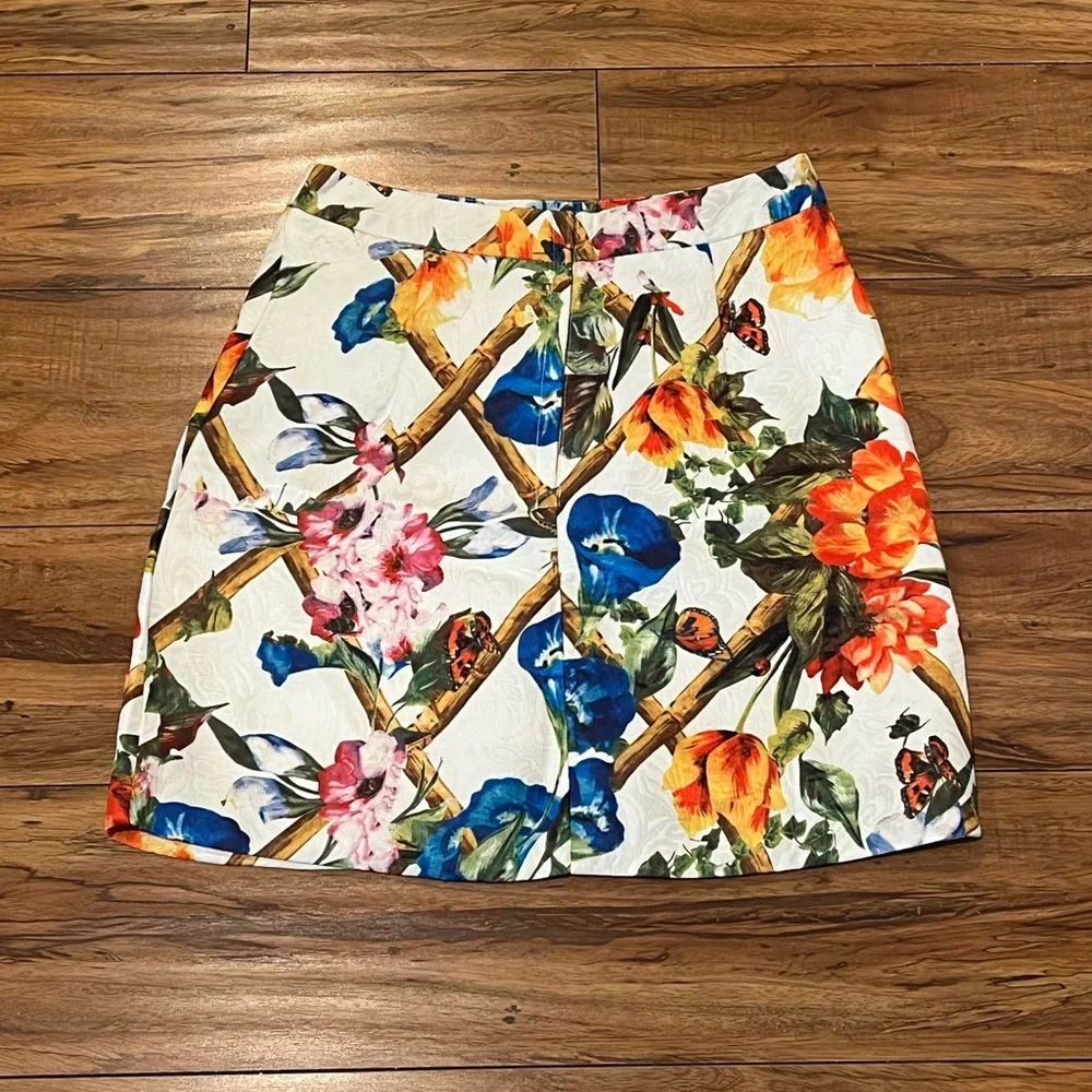 Women Colorful Flowers Pattern Skirt - Picture 2 of 3